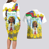 Happy Enkutatash Eritrea Personalized Couples Matching Long Sleeve Bodycon Dress and Hawaiian Shirt Beautiful Girl Adey Abeba Flower LT9 - Wonder Print Shop
