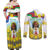 Happy Enkutatash Eritrea Personalized Couples Matching Off Shoulder Maxi Dress and Long Sleeve Button Shirt Beautiful Girl Adey Abeba Flower LT9 - Wonder Print Shop