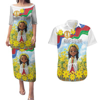 Happy Enkutatash Eritrea Personalized Couples Matching Puletasi and Hawaiian Shirt Beautiful Girl Adey Abeba Flower LT9 - Wonder Print Shop