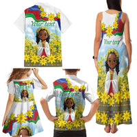 Happy Enkutatash Eritrea Personalized Family Matching Tank Maxi Dress and Hawaiian Shirt Beautiful Girl Adey Abeba Flower - Wonder Print Shop