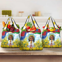 Happy Enkutatash Eritrea Personalized Grocery Bag Beautiful Girl Adey Abeba Flower