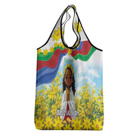 Happy Enkutatash Eritrea Personalized Grocery Bag Beautiful Girl Adey Abeba Flower