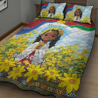 Happy Enkutatash Eritrea Personalized Quilt Bed Set Beautiful Girl Adey Abeba Flower - Wonder Print Shop