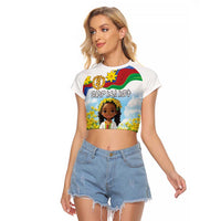 Happy Enkutatash Eritrea Personalized Raglan Cropped T Shirt Beautiful Girl Adey Abeba Flower - Wonder Print Shop
