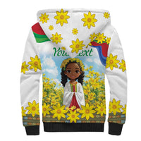 Happy Enkutatash Eritrea Personalized Sherpa Hoodie Beautiful Girl Adey Abeba Flower - Wonder Print Shop
