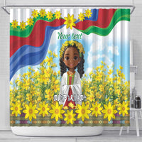 Happy Enkutatash Eritrea Personalized Shower Curtain Beautiful Girl Adey Abeba Flower