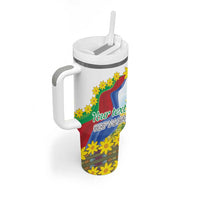 Happy Enkutatash Eritrea Personalized Tumbler With Handle Beautiful Girl Adey Abeba Flower - Wonder Print Shop