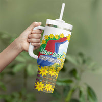 Happy Enkutatash Eritrea Personalized Tumbler With Handle Beautiful Girl Adey Abeba Flower - Wonder Print Shop