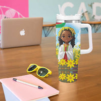 Happy Enkutatash Eritrea Personalized Tumbler With Handle Beautiful Girl Adey Abeba Flower - Wonder Print Shop