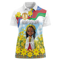 Happy Enkutatash Eritrea Personalized Women Polo Shirt Beautiful Girl Adey Abeba Flower - Wonder Print Shop