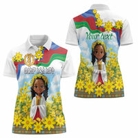 Happy Enkutatash Eritrea Personalized Women Polo Shirt Beautiful Girl Adey Abeba Flower - Wonder Print Shop