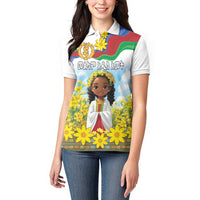 Happy Enkutatash Eritrea Personalized Women Polo Shirt Beautiful Girl Adey Abeba Flower - Wonder Print Shop
