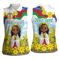 Happy Enkutatash Eritrea Personalized Women Sleeveless Polo Shirt Beautiful Girl Adey Abeba Flower - Wonder Print Shop