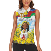 Happy Enkutatash Eritrea Personalized Women Sleeveless Polo Shirt Beautiful Girl Adey Abeba Flower - Wonder Print Shop