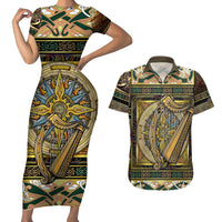 Ireland Shamrock Couples Matching Short Sleeve Bodycon Dress and Hawaiian Shirt Celtic Knot Traditional Irish Symbol LT9 - Wonder Print Shop