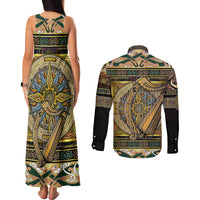 Ireland Shamrock Couples Matching Tank Maxi Dress and Long Sleeve Button Shirts Celtic Knot Traditional Irish Symbol LT9 - Wonder Print Shop