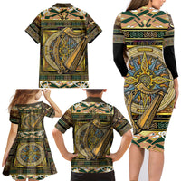 Ireland Shamrock Family Matching Long Sleeve Bodycon Dress and Hawaiian Shirt Celtic Knot Traditional Irish Symbol LT9 - Wonder Print Shop