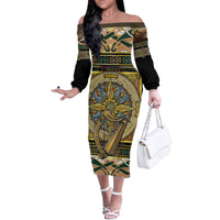 Ireland Shamrock Family Matching Off Shoulder Long Sleeve Dress and Hawaiian Shirt Celtic Knot Traditional Irish Symbol - Wonder Print Shop