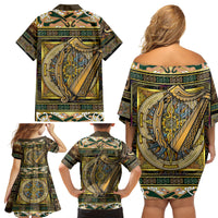 Ireland Shamrock Family Matching Off Shoulder Short Dress and Hawaiian Shirt Celtic Knot Traditional Irish Symbol LT9 - Wonder Print Shop
