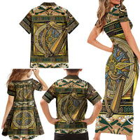 Ireland Shamrock Family Matching Short Sleeve Bodycon Dress and Hawaiian Shirt Celtic Knot Traditional Irish Symbol - Wonder Print Shop
