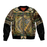 Ireland Shamrock Sleeve Zip Bomber Jacket Celtic Knot Traditional Irish Symbol - Wonder Print Shop