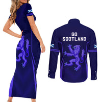 Scotland Rugby Couples Matching Short Sleeve Bodycon Dress and Long Sleeve Button Shirts Scottish Thistle World Cup 2023 LT9 - Wonder Print Shop