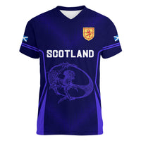 Scotland Rugby Women V Neck T Shirt Scottish Thistle World Cup 2023 - Wonder Print Shop