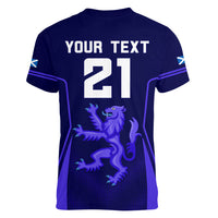 Custom Scotland Rugby Women V Neck T Shirt Scottish Thistle World Cup 2023 - Wonder Print Shop