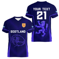 Custom Scotland Rugby Women V Neck T Shirt Scottish Thistle World Cup 2023 - Wonder Print Shop