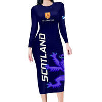Scotland Rugby Family Matching Long Sleeve Bodycon Dress and Hawaiian Shirt Go Scottish World Cup Sporty Style LT9 - Wonder Print Shop