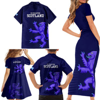 Scotland Rugby Family Matching Short Sleeve Bodycon Dress and Hawaiian Shirt Go Scottish World Cup Sporty Style - Wonder Print Shop