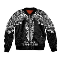 New Zealand Te Reo Maori Bomber Jacket Kia Kaha Maori Language Week Black Style LT9 - Wonder Print Shop