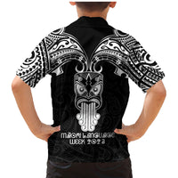 New Zealand Te Reo Maori Family Matching Mermaid Dress and Hawaiian Shirt Kia Kaha Maori Language Week Black Style LT9 - Wonder Print Shop