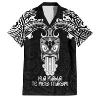 New Zealand Te Reo Maori Family Matching Off Shoulder Long Sleeve Dress and Hawaiian Shirt Kia Kaha Maori Language Week Black Style - Wonder Print Shop