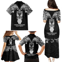 New Zealand Te Reo Maori Family Matching Puletasi Dress and Hawaiian Shirt Kia Kaha Maori Language Week Black Style - Wonder Print Shop
