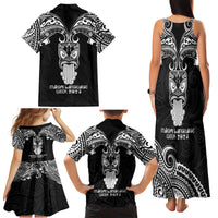 New Zealand Te Reo Maori Family Matching Tank Maxi Dress and Hawaiian Shirt Kia Kaha Maori Language Week Black Style - Wonder Print Shop