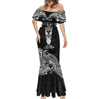 New Zealand Te Reo Maori Mermaid Dress Kia Kaha Maori Language Week Black Style - Wonder Print Shop