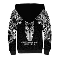 New Zealand Te Reo Maori Sherpa Hoodie Kia Kaha Maori Language Week Black Style - Wonder Print Shop