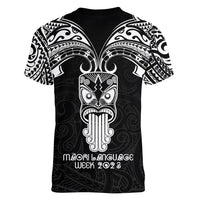 New Zealand Te Reo Maori Women V Neck T Shirt Kia Kaha Maori Language Week Black Style - Wonder Print Shop