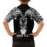 Personalised New Zealand Te Reo Maori Kid Hawaiian Shirt Kia Kaha Maori Language Week Black Style - Wonder Print Shop