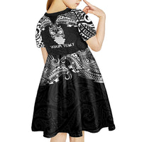 Personalised New Zealand Te Reo Maori Kid Short Sleeve Dress Kia Kaha Maori Language Week Black Style - Wonder Print Shop