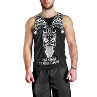 Personalised New Zealand Te Reo Maori Men Tank Top Kia Kaha Maori Language Week Black Style LT9