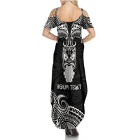 Personalised New Zealand Te Reo Maori Summer Maxi Dress Kia Kaha Maori Language Week Black Style - Wonder Print Shop