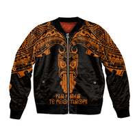 Personalised New Zealand Te Reo Maori Bomber Jacket Kia Kaha Maori Language Week Gold Style LT9 - Wonder Print Shop