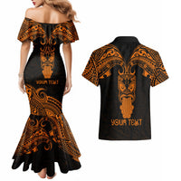 Personalised New Zealand Te Reo Maori Couples Matching Mermaid Dress and Hawaiian Shirt Kia Kaha Maori Language Week Gold Style LT9 - Wonder Print Shop