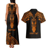 Personalised New Zealand Te Reo Maori Couples Matching Tank Maxi Dress and Hawaiian Shirt Kia Kaha Maori Language Week Gold Style LT9 - Wonder Print Shop