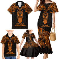 Personalised New Zealand Te Reo Maori Family Matching Mermaid Dress and Hawaiian Shirt Kia Kaha Maori Language Week Gold Style LT9 - Wonder Print Shop