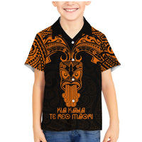 Personalised New Zealand Te Reo Maori Family Matching Mermaid Dress and Hawaiian Shirt Kia Kaha Maori Language Week Gold Style LT9 - Wonder Print Shop
