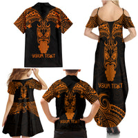 Personalised New Zealand Te Reo Maori Family Matching Summer Maxi Dress and Hawaiian Shirt Kia Kaha Maori Language Week Gold Style - Wonder Print Shop