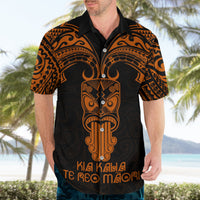 Personalised New Zealand Te Reo Maori Hawaiian Shirt Kia Kaha Maori Language Week Gold Style - Wonder Print Shop